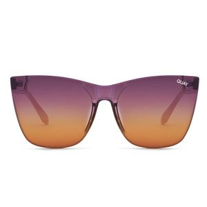 Quay Sunglasses- Come Thru (Ivory/Purple To Orange)